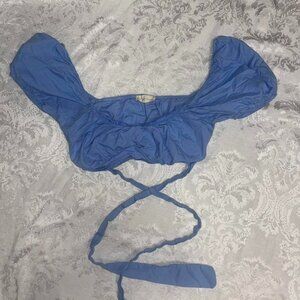 altard state blue peplum crop top with tie up size m
